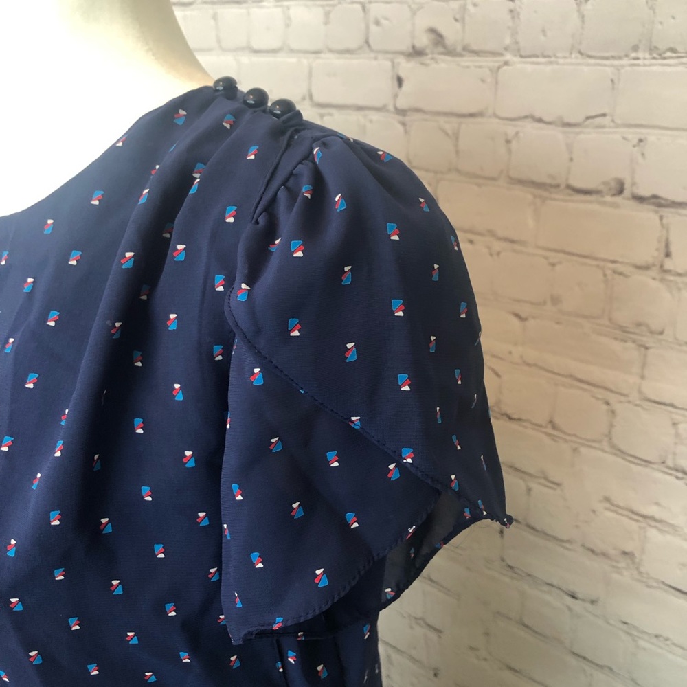 VINTAGE navy blue short sleeve dress - Picture 5 of 7